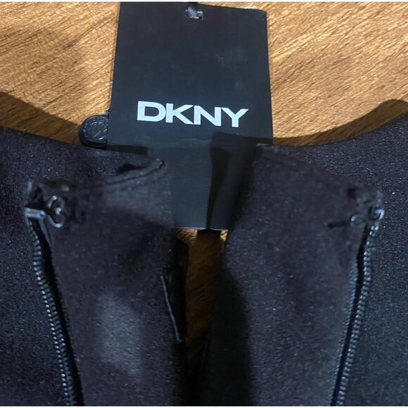 DKNY Knit Dress Womens 16 Combo Metallic Sleeve Stretch Career Professional - Picture 10 of 13